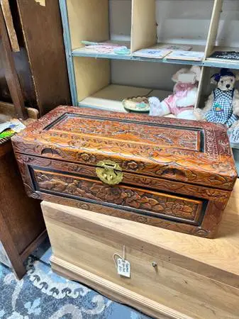 Antique Carved Wood Chest