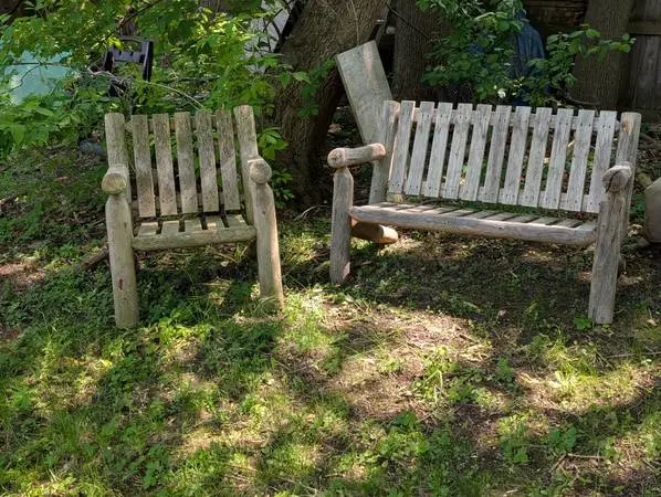 Adirondack White Cedar Bench and Armchair