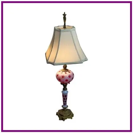 Fenton Cranberry Opalescent Coin Dot Art Glass Table Lamp