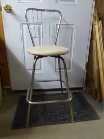 Vintage MCM Stool/Tall Chair with Chrome and Vinyl Seat-Rotates