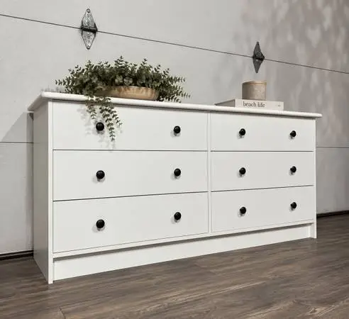 White 6-Drawer Dresser, Perfect for Nursery or Bedroom