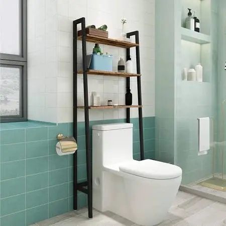Over toilet wood storage shelf