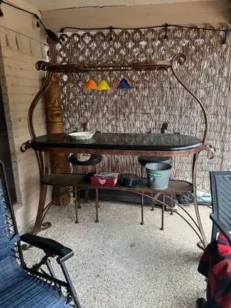 BAR AND 2 chairs , marble  top