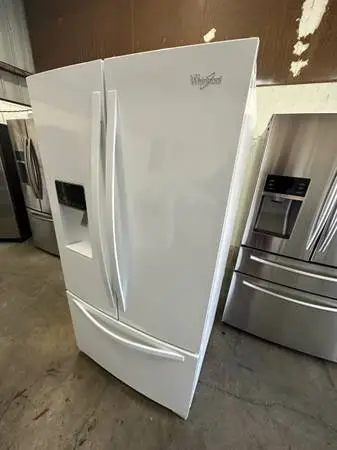 Beautiful Shiny, White, Whirlpool Frenchdoor, water and icemaker deliv