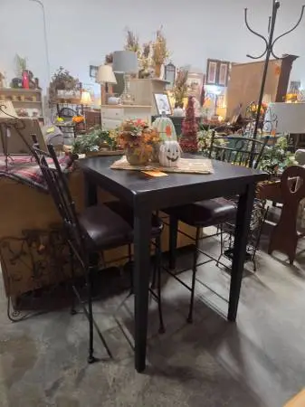 Black Pub Table & 2 Chairs