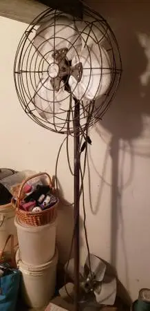 Older heavy duty shop fan on 6 ft tower