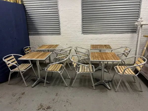 4 outdoor tables with 8 chairs