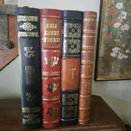 Large Decorative Faux Leather Classic Books Storage Box