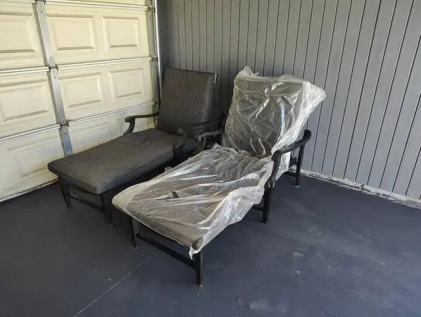 Outdoor patio chaise lounging chairs, pool furniture loungers