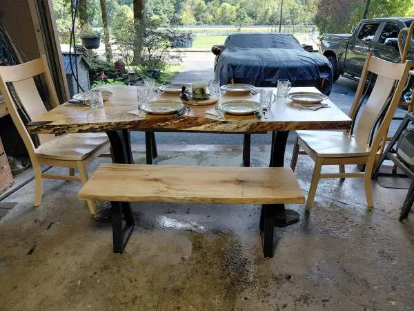 Live Edge Maple Dining Table Set