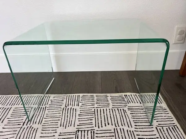 Tempered glass side table, 22.75L x 15.5D x 15.5H