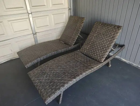 Outdoor patio chaise lounging chairs, pool furniture loungers