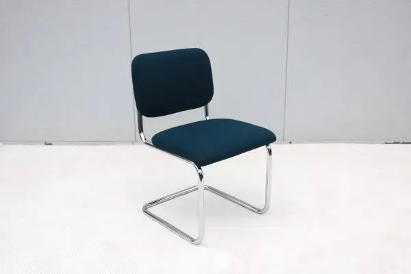 Bauhaus Marcel Breuer Cesca Upholstered Side Chair Blue Fabric, Gordon