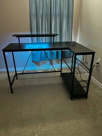 48” L Shaped Computer Desk with LD Lights