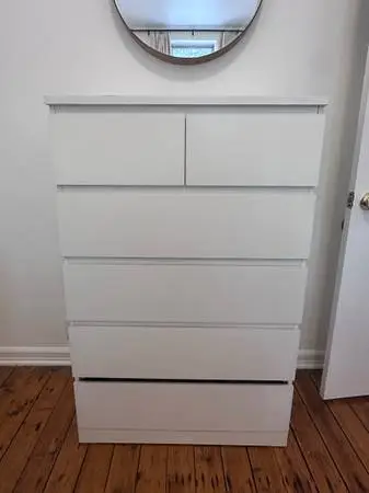 NICE WHITE SIX DRAWER HIGHBOY DRESSER CHEST OF DRAWERS!