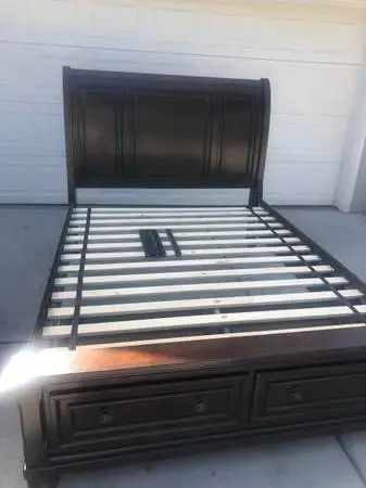 Queen size sleigh bed frame set