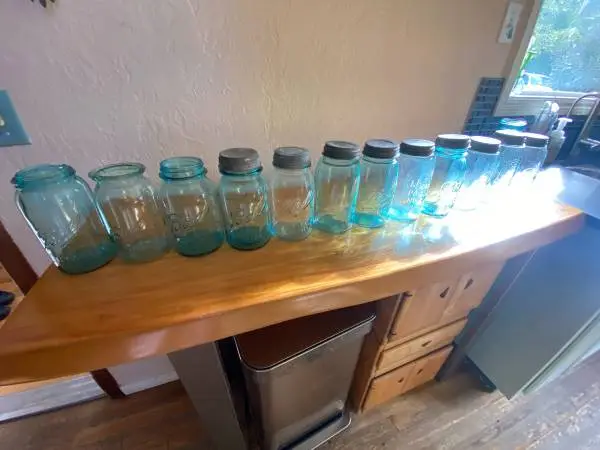 Turquoise vintage mason jars