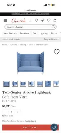 2 seater alcove high back sofa from vitra