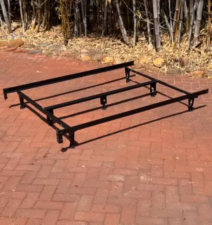 Queen Sturdy Black Solid Metal Bed Frame Size Adjustable