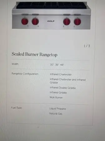 WOLF 36 GAS RANGE TOP - NEW!!!