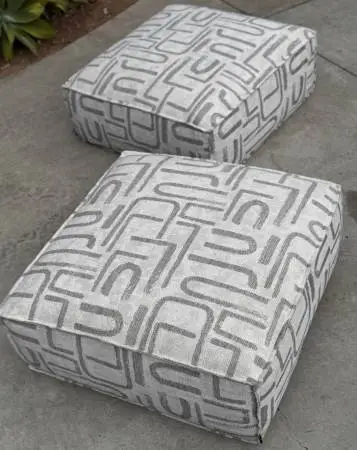 Organic Modern Oversized Ottoman (Set of 2) Ivory & Light Gray