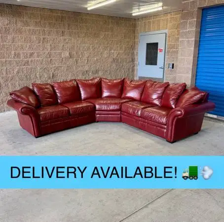 Flexsteel Thornton 3535-SECT Leather Sectional — Burgundy (824-60) (DELIVERY A