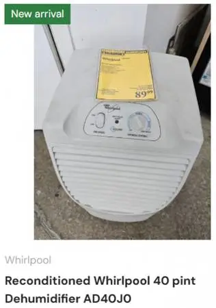 Reconditioned Whirlpool 40 pint Dehumidifier AD40J0