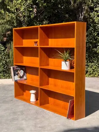 72 Danish Modern Mid Century 8-Shelf Double-Bay Wall / Room Divider