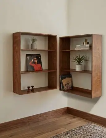 Pair of Mid Century Modern Modular Floating Wall Mounted Units Shelves