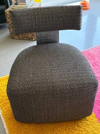 3 Wool fabric with pounded steel setback swiveling chairs