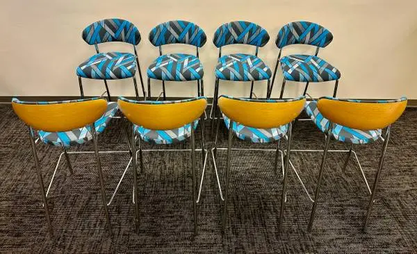 Set Of 8 OFS Bistro Bar Stool Almanac Tourmali Pattern Model 104058 (MSRP $1200)