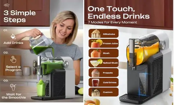 GreenEver Frozen Drink Maker - 7 Preset Programs, Fast Slushy & Frozen
