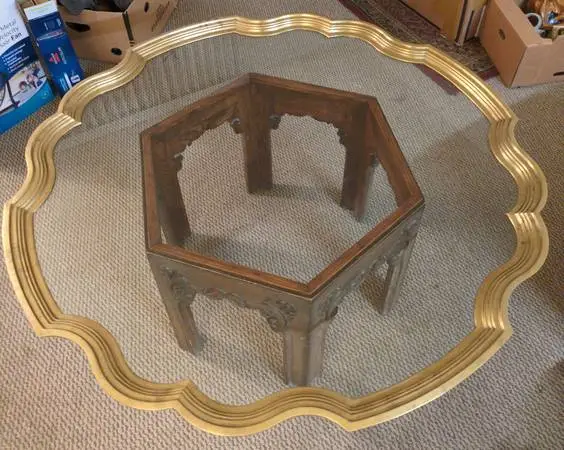 Vintage Baker Furniture Hollywood Regency Coffee Table – Gold & Carved