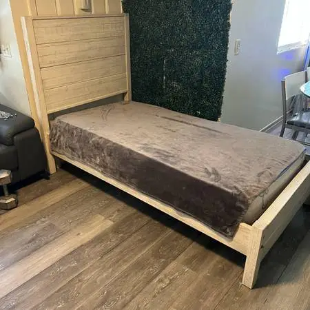 Rustic White Twin Wood Bed Frame with mattress delivery available locally