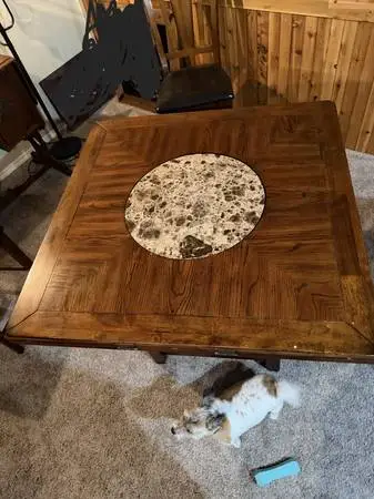 Bistro Style dinning room table with built in stone turn table
