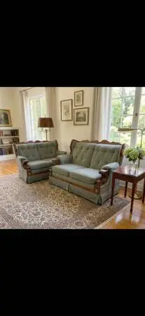 Vintage Wood Trim Sofa & Love seat set