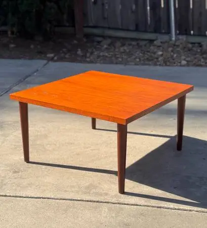 Mid Century Modern Vintage Danish Teak Wood Square Coffee Table