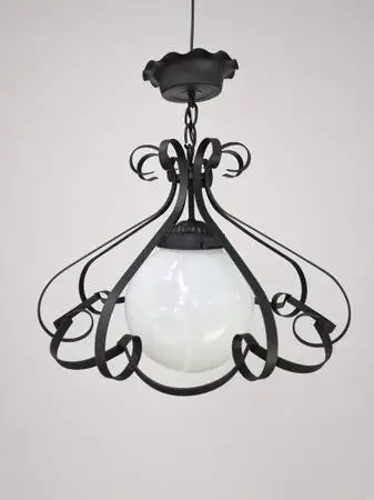 Mid Century Wrought Iron Ceiling Fixture