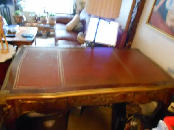 French Louis XV style wood centre Bureau Plat Desk ,with gilt bronze