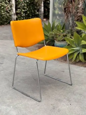 Vintage Mid Century Modern Orange Office Side Desk Chair, Made in USA