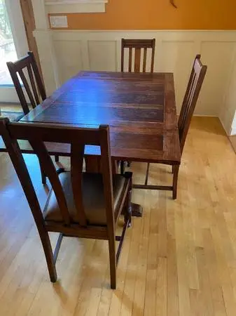 Antique Wooden Table and 4 Chairs