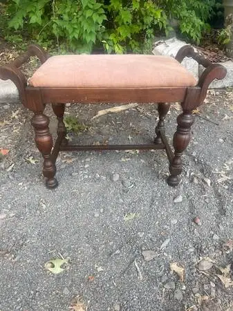 Antique depression walnut vanity bench