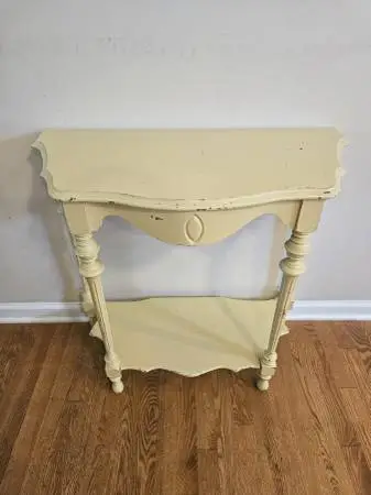 Vintage Distressed Solid Wood Demilune Console Table