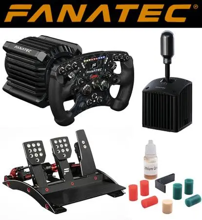 FANATEC SIM RACING ACCESSORIES PACKAGE—2 WHEEL, PEDALS, SHIFTERS—NEW!!