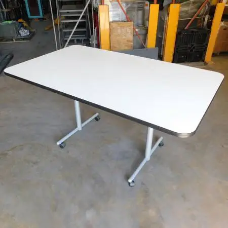 Haworth Mobile Office Task Table White Laminate Top 72 x 42 x 36