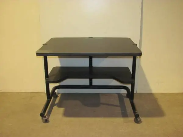 Rolling desk or work table with 36 x 29 black laminate top