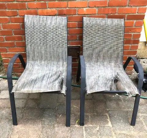 PATIO CHAIRS – Metal frames good / webbing not good!