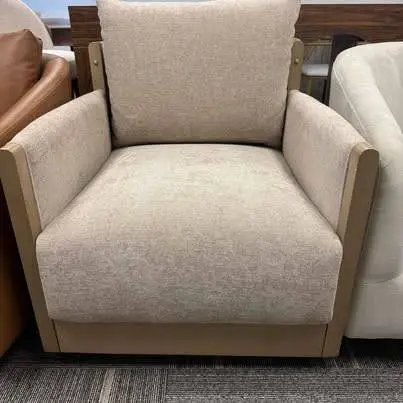 Cream Velvet Swivel Barrel Chair