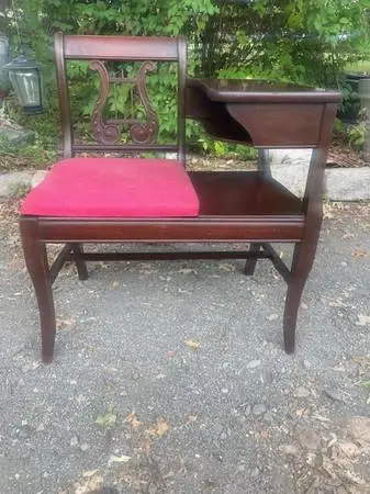 Vintage mahogany telephone gossip bench