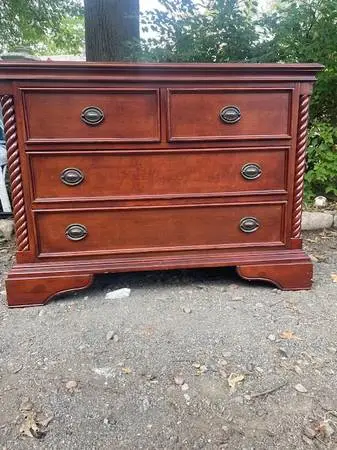 Vintage cherry four drawer dresser